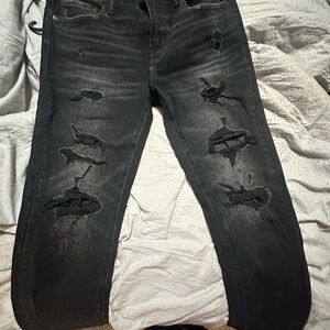 American Eagle Outfitters Black Distressed Men Jeans